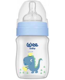 Biberon din sticlă Wee Baby Classic Plus, PP, 150 ml, синьо с динозавър