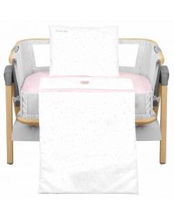 Set de lenjerie de pat pentru pătuț mini din 5 piese KikkaBoo - Dream Big, roz