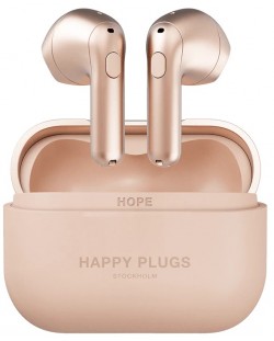 Căști wireless Happy Plugs - Hope, TWS, roz/auriu