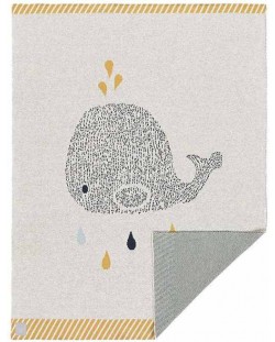 Păturică pentru bebeluși Lassig - Little Water, Whale, 75 х 100 cm
