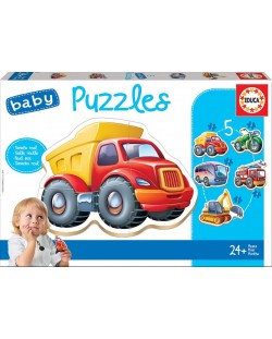 Puzzle pentru bebelus Educa 5 in 1 - Vehicles