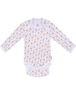 Body cu mânecă lungă pentru bebeluşi Bio Baby - Bumbac organic, 68 cm, 4-6 luni, ecru-alb