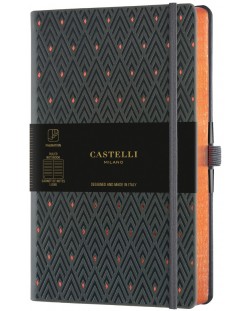 Бележник Castelli Copper & Gold - Diamonds Copper, 9 x 14 cm, linii