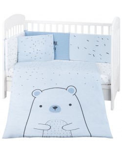 Set de dormit pentru carucior de 6 piese pentru copii KikkaBoo - Bear with me, Blue, 60 х 120 cm