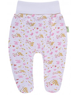 Pantaloni cu botoşei cu imprimeu roz Bio Baby - Bumbac organic, 86 cm, 12-18 luni