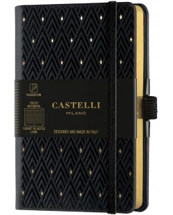 Бележник Castelli Copper & Gold - Diamonds Gold, 9 x 14 cm, linii