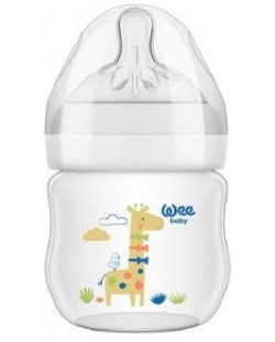 Biberon Wee Baby Natural, PP, 125 ml, alb cu girafa