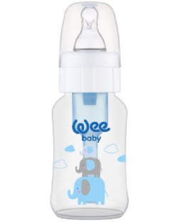 Biberon Wee Baby Anti-Colic, 150 ml, alb cu elefanți