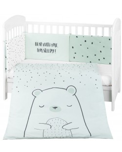 Set de dormit pentru bebelusi din 2 piese KikkaBoo - Bear with me Mint, 60 x 120 cm
