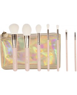 BH Cosmetics Set de pensule pentru machiaj Travel Series, cu geantă, 7 bucăți