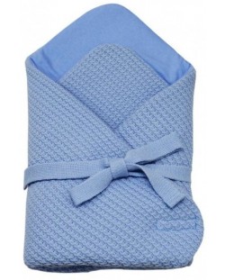 Paturica tricotata pentru bebelusi ECO, Albastra, 75 x 75 cm