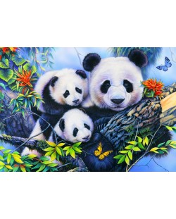 Puzzle Bluebird de 100 piese - Panda Family, Jenny Newland
