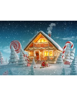 Puzzle Bluebird de 500 piese - Christmas Cottage, Vadim Georgiev