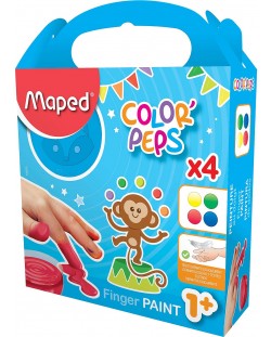 Vopsele de pictat cu degetele Maped Color Peps - 4 culori, 80 ml