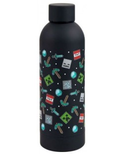 Sticla de apa Uwear - Minecraft Icon Black, 500 ml