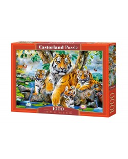 Puzzle Castorland de 1000 piese - Tigrii langa cascada
