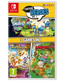 Cartoon Heroes Vol. 1: 3 Games in 1 (Smurfs Mission Vileaf & Marsupilami & Garfield Lasagna Party) (Nintendo Switch)