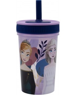 Pahar cu pai Stor Frozen - Trust the Journey, 465 ml