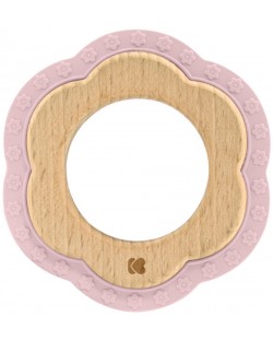 KikkaBoo zgârietor din lemn și silicon - Flower Pink