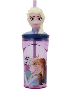 Pahar cu pai și 3D figurină Stor Frozen - Trust the Journey, 360 ml 