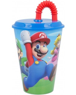 Pahar cu pai Stor - Super Mario, 430 ml