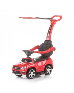 Mașină pentru copii cu mâner și baldachin Chipolino- Mercedes GL63 AMG, roşie