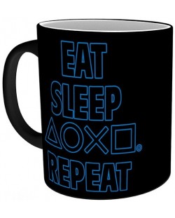 Cana cu efect termo ABYstyle Games: PlayStation - Eat Sleep Repeat