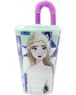 Pahar cu pai Stor Frozen - Ice Magic, 430 ml