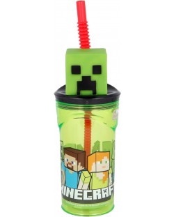 Pahar cu pai și 3D figurină Stor Minecraft - 360 ml 