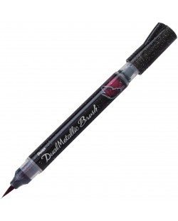 Pensulă Pentel Arts - Dual metallic, negru și roșu