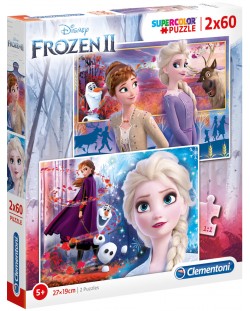 Puzzle Clementoni de 2 x 60 piese - SuperColor Disney Frozen 2