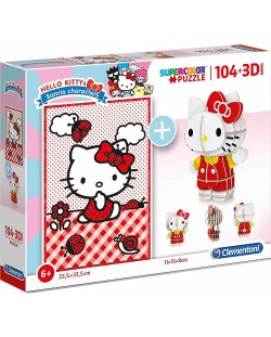Puzzle Clementoni de 104 piese si model 3D - Hello Kitty