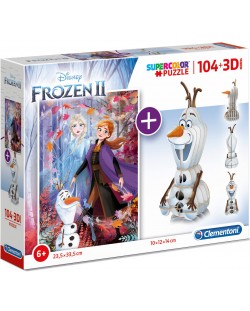 Puzzle Clementoni de 104 piese si model 3D - 3D Frozen 2