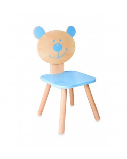 Scaunel-ursulet din lemn pentru copii Classic World - Albastru