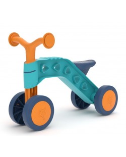 Bicicleta fara pedale, cu 4 roti Chillafish ItsiBitsi -  Albastru cu portocaliu