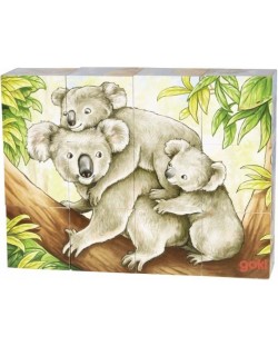 Cuburi din lemn Goki - Animale din australia, 12 piese, sortiment