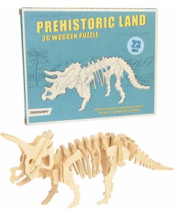 Puzzle 3D din lemn Rex London - Pamantul preistoric, Triceratops