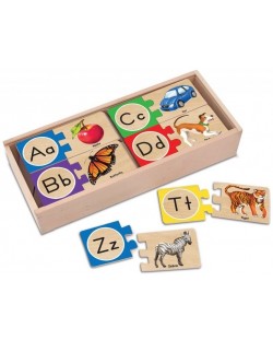 Puzzle din lemn cu imbinari unice Melissa & Doug - Alfabetul englez