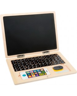 Laptop din lemn cu tablă magnetică Picior mic, cu smartphone