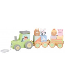 Jucărie din lemn pentru tragere Orange Tree Toys - Animale de fermă