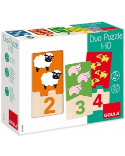 Goula Puzzle din lemn - Numere și animale