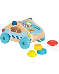 Jucărie din lemn Goki - Cutie de sortare, tragere mașină