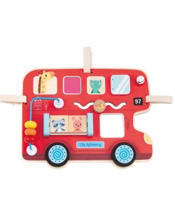 Jucărie din lemn Lelin - Tablă cu activități, Autobuz
