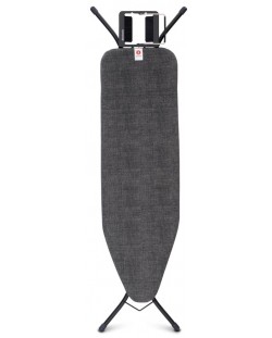 Masă de călcat Brabantia - Denim Black, cu suport pentru fier de călcat, 124 x 38 cm