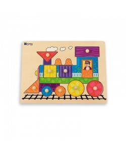 Puzzle din lemn cu manere Andreu toys - Trenulet