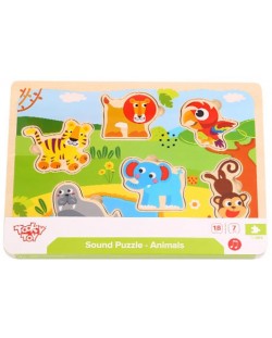 Puzzle muzical din lemn Tooky Toy - Animalute	