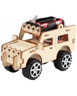 Acool Toy - jeep din lemn DIY, cu baterii