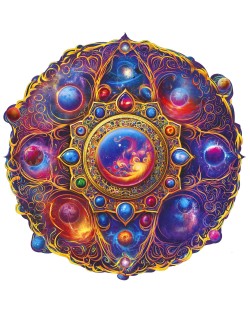 Puzzle din lemn Unidragon din 350 de piese - Mandala Vise cosmice (mărimea KS)