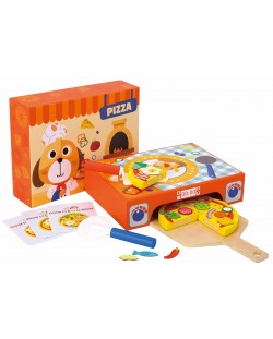 Set din lemn Tooky Toy - Pizza de casă, 39 piese