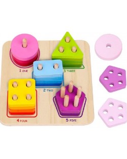 Forme de sortat si stivuit Tooky toy - Cifre, forme, culori